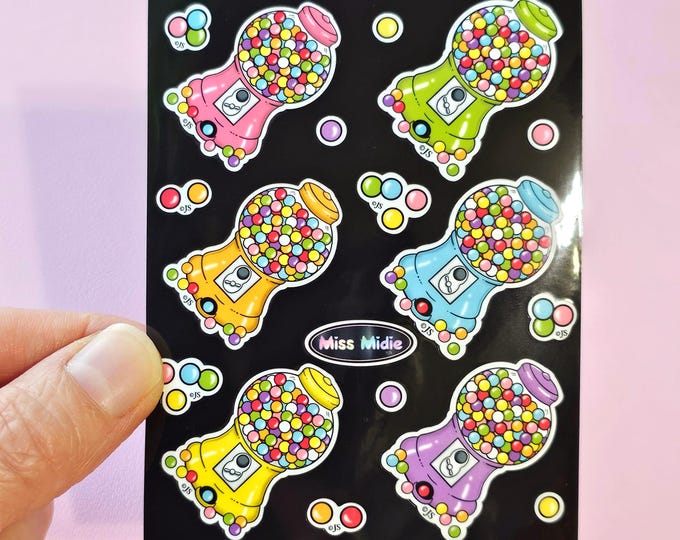 Glossy 3x4 Gumball Machines Sticker Sheet
