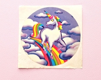 Vintage 80's Large Lisa Frank Glossy Unicorn Sticker Mod
