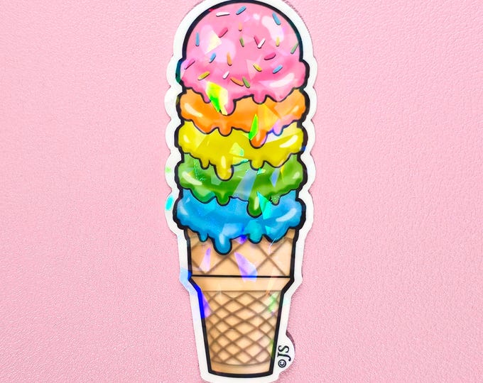 Prism Die Cut Rainbow Ice Cream Cone Sticker
