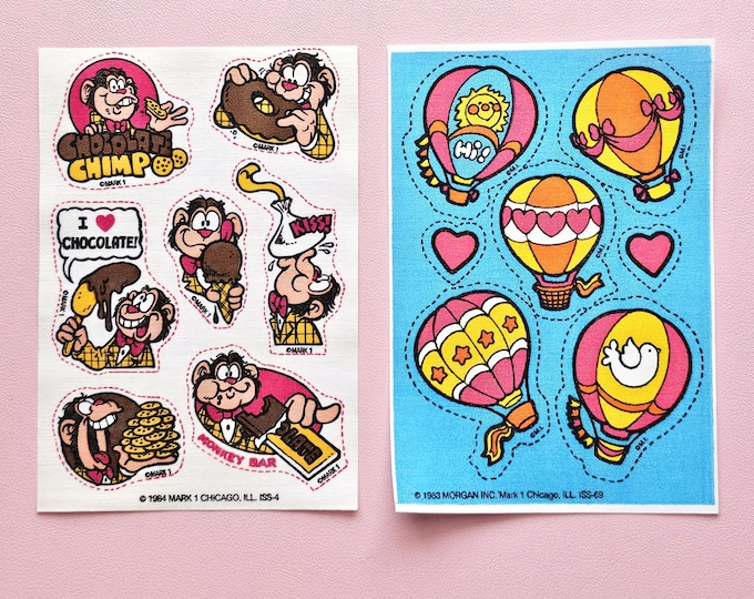 Lot of 2 Vintage 80's Mark 1 STRAWBERRY & CHOCOLATE Scratch n Sniff Iron On Patches Sheets