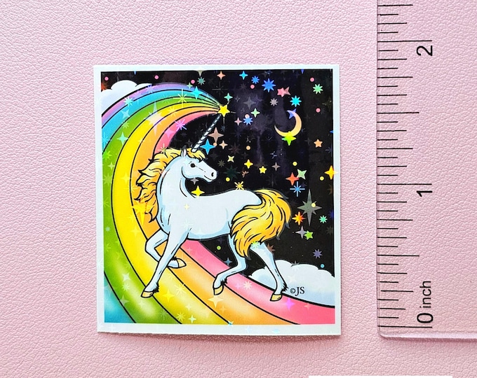 Die Cut Prismatic Sparkle Midnight Rainbow Unicorn Sticker