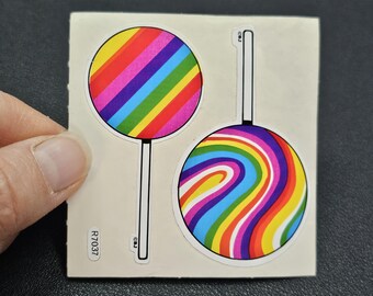 Vintage 80's Decal Specialties BJ Vinyl Rainbow Lollipop Sticker Mod
