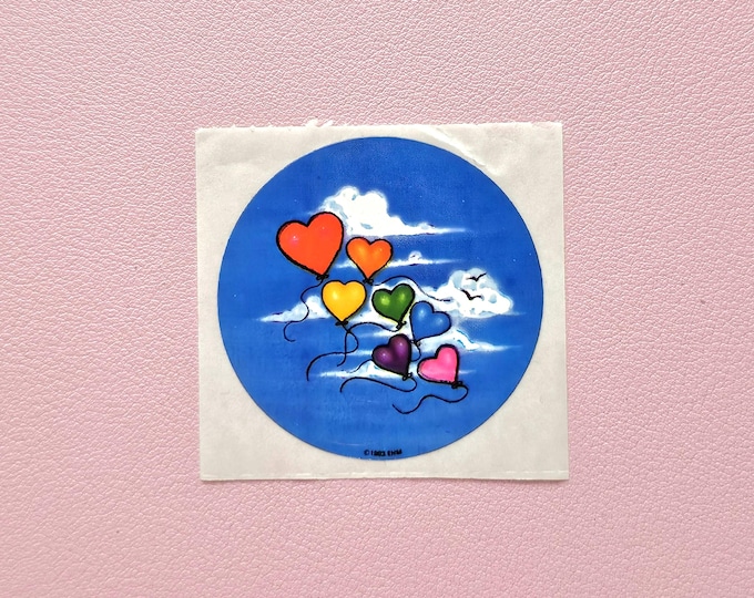 Vintage 80's Sky Ent Heart Balloons Sticker Mod