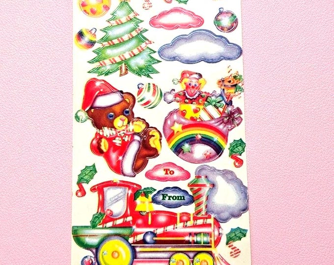 Vintage 80's Lisa Frank Christmas Sticker Sheet Mod