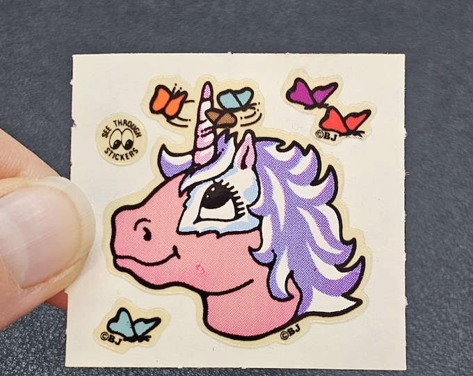 Vintage 80's Decal Specialties BJ Clear See-Thru Unicorn Sticker Mod