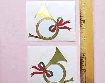 2 Vintage 80's Mrs. Grossman's Christmas French Horns Sticker Mods