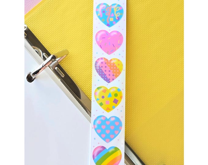 Pastel Patterned Hearts Holographic Pearl Sticker Strip