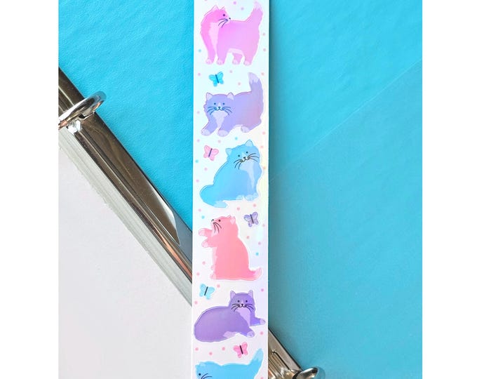 Pastel Kittens Holographic Pearl Sticker Strip