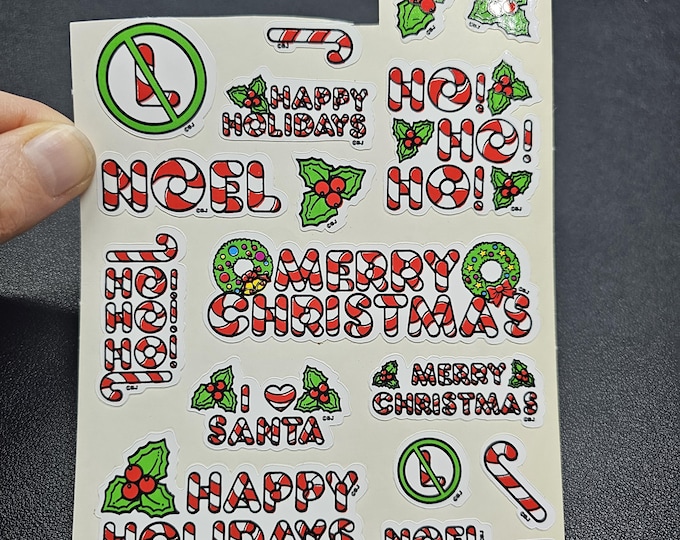 Vintage 80's Decal Specialties BJ Vinyl Christmas Sticker Sheet