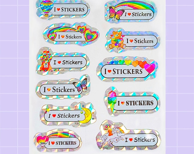 I Heart Stickers Prism Sticker Sheet| 80s Retro Style | Waterproof