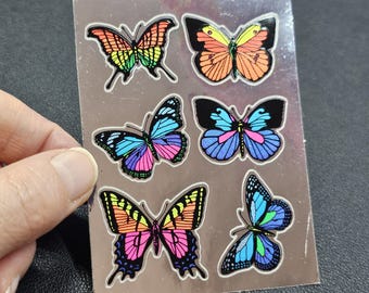 NEON Vintage 80's Mylar Foil Decal Specialties BJ Butterflies Vending Sticker Sheet