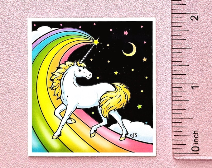 Midnight Rainbow Unicorn Die Cut Sticker