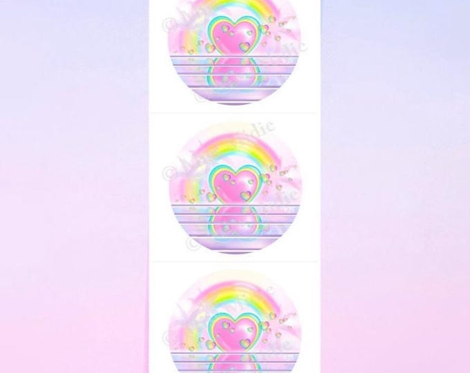 80's Vibe Cute Pastel Prism Vinyl Tropical Island Hearts Sticker Strip