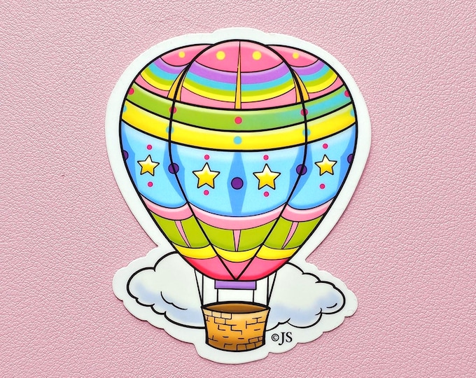 Colorful Glossy Hot Air Balloon Die Cut Sticker