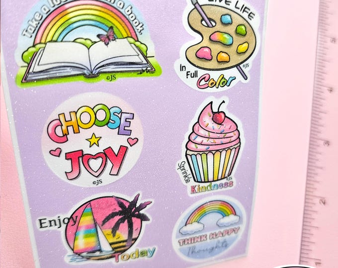 Glittery Positive Sayings Quotes Sticker Sheet