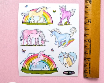 Matte Colorful Unicorns Sticker Sheet - Not Waterproof