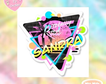 Large 80's Retro Personalized Prism Name Sticker | Totally Rad Custom Sticker by Miss Midie | Vintage 1980s Vibe | Waterproof