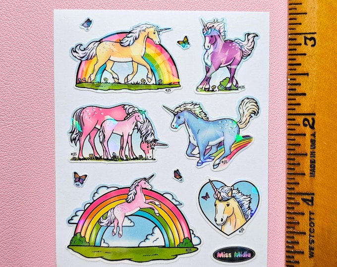 Prism Colorful Unicorns 3x4 Stickers Sheet