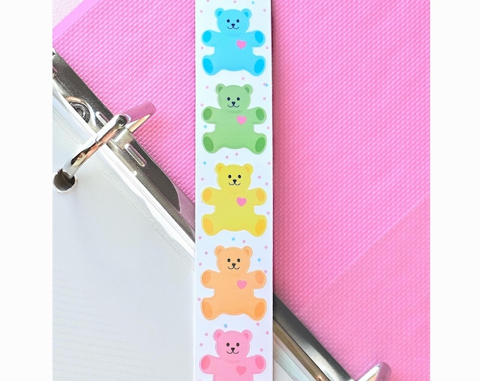 Cute Teddy Bears Holographic Pearl Sticker Strip