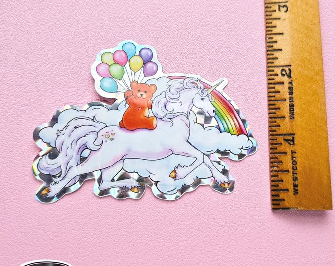 Prism Die Cut Unicorn Teddy Bear Balloons Sticker - Overstock Sticker