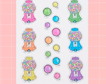 Pastel Gumball Machines Prism Sticker Sheet by Miss Midie | Waterproof