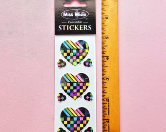 Vinyl Retro Prism Checkerboard Hearts Sticker Package