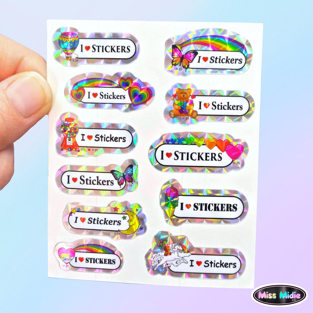 I Heart Stickers Prism Sticker Sheet by Miss Midie | 80s Retro Style ...