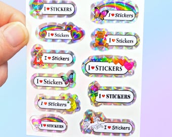 I Heart Stickers Prism Sticker Sheet by Miss Midie | 80s Retro Style | Waterproof