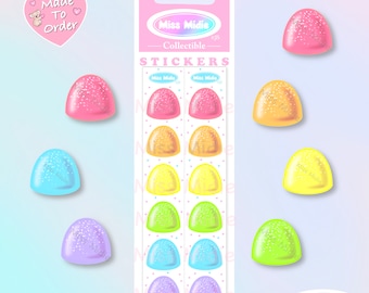 Colorful Rainbow Gumdrop Stickers | Holographic Rainbow Pearl Finish Sticker Strip by Miss Midie | Toots Inspired Stickers