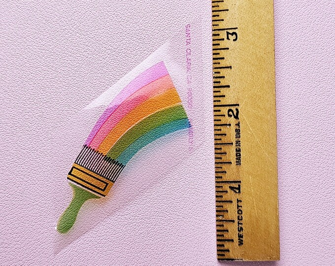 Vintage 80's Hambly Studios Transparent Rainbow Paint Brush Sticker Mod