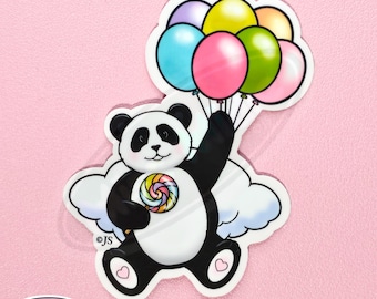 Panda Bear Balloons Glossy Die Cut Sticker