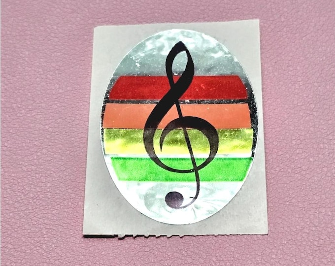 Vintage 80's Sandylion Mylar Foil Rainbow Music Clef Sticker Mod
