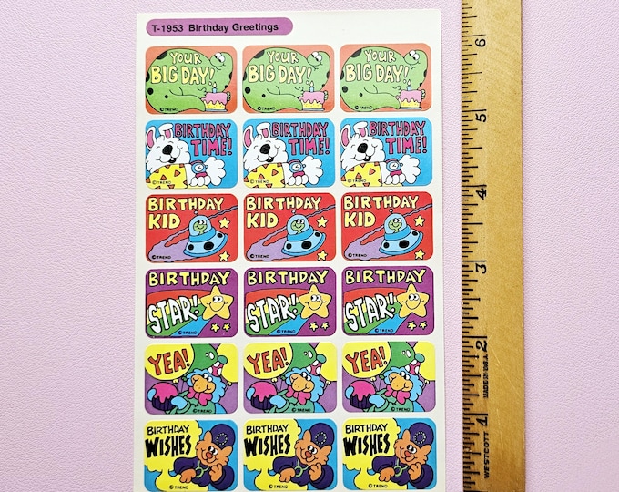 Vintage 90's Trend T-1953 Birthday Greetings Sticker Sheet