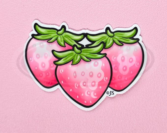 Cute Strawberries Glossy Die Cut Sticker