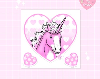 Retro 80's Unicorn Hearts Prism Sticker Mod by Miss Midie