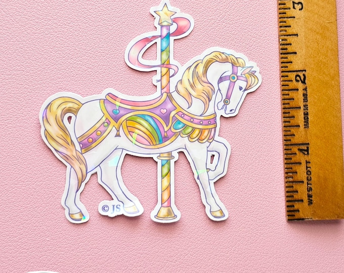 Prism Vinyl Pastel Carousel Pony Die Cut Sticker