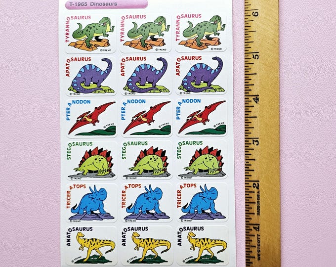 Vintage 90's Trend T-1965 Dinosaurs Sticker Sheet