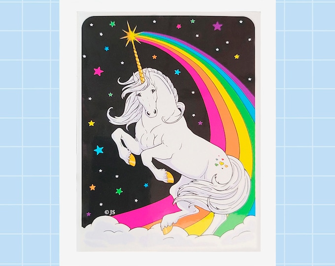 Glossy Vinyl Midnight Rainbow Unicorn Vending Style Sticker | Waterproof