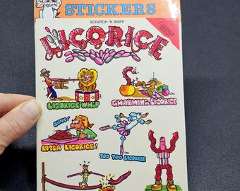 Vintage 80's Decal Specialties Licorice Scratch n Sniff Sticker Pack