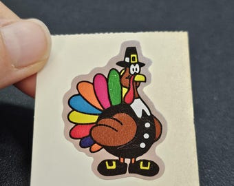 Vintage 80's 90's Mylar Foil BJ Expressions Thanksgiving Turkey Sticker Mod