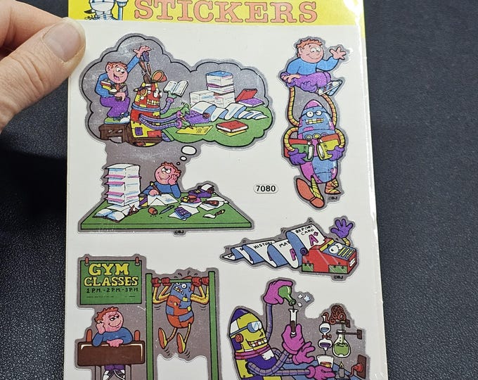 Vintage 80's Mylar Foil Decal Specialties BJ Robot School Sticker Pack