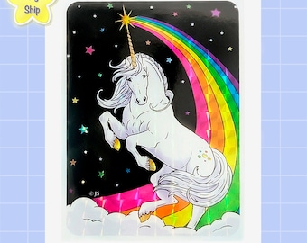 Retro Prism Rainbow Unicorn Night Sticker by Miss Midie | Vintage 80s Style | Waterproof