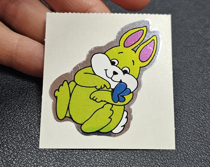 Vintage 80's 90's Mylar Foil BJ Expressions Bunny Sticker Mod