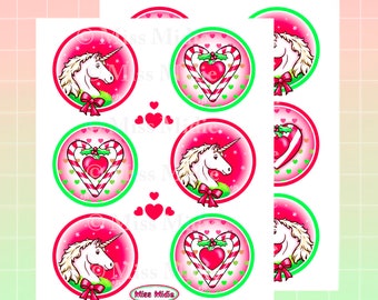 2 Sheets of 80's Retro Christmas Prism Unicorn Sticker Sheets | Vintage Reboot Design