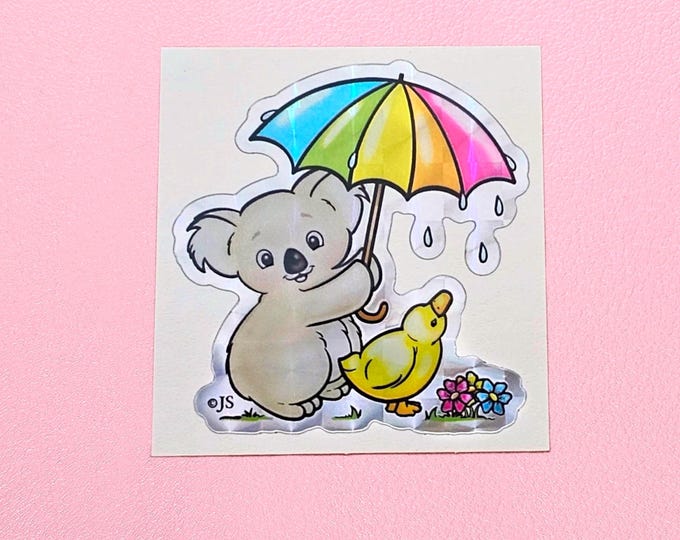 Cute Prism Koala Bear & Duckling Umbrella Small Sticker Mod