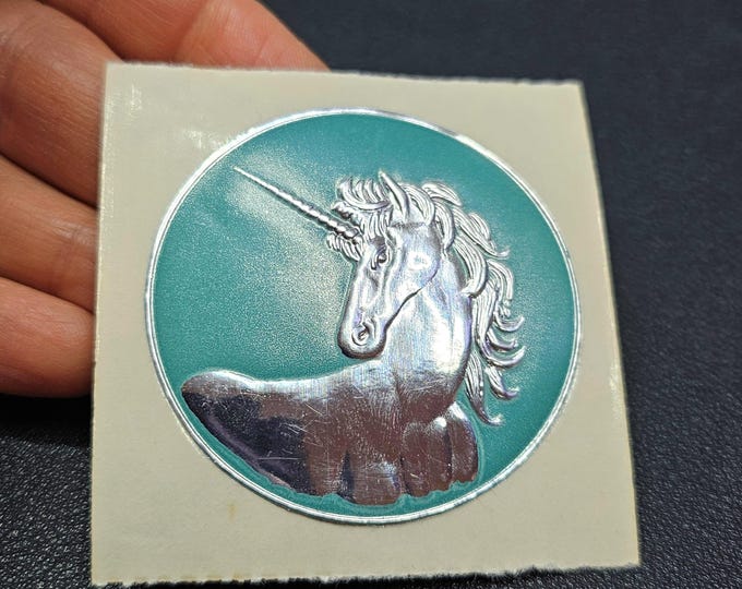 Vintage 80's Embossed Illuminations Foil Unicorn Sticker Mod