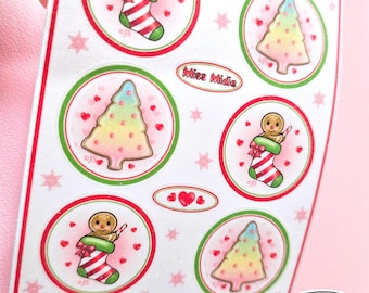 Glittery Christmas Gingerbread Sticker Sheet