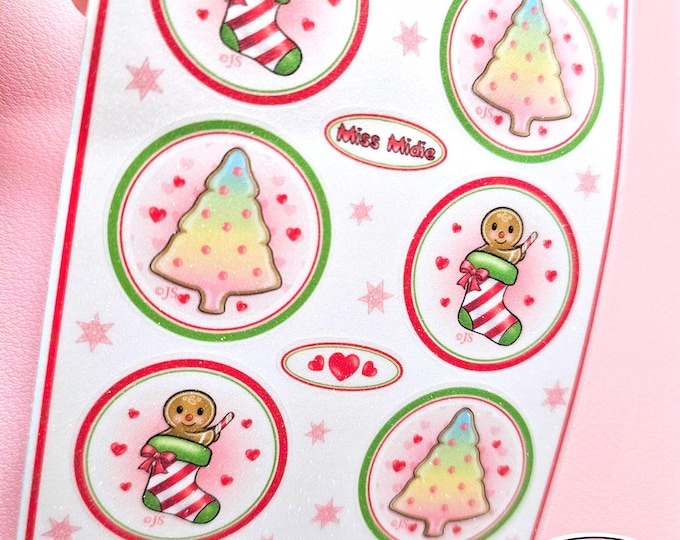 Glittery Christmas Gingerbread Sticker Sheet