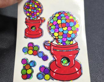 Vintage 80's Prismatic Decal Specialties BJ Gumball Machines Vending Sticker Sheet