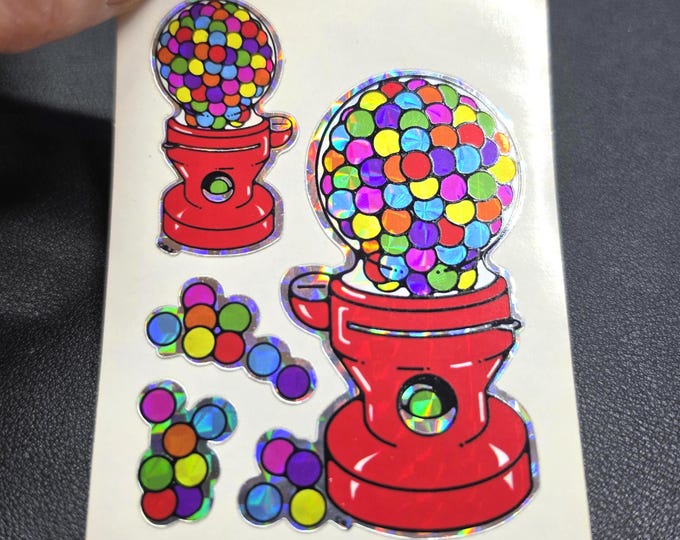 Vintage 80's Prismatic Decal Specialties BJ Gumball Machines Vending Sticker Sheet
